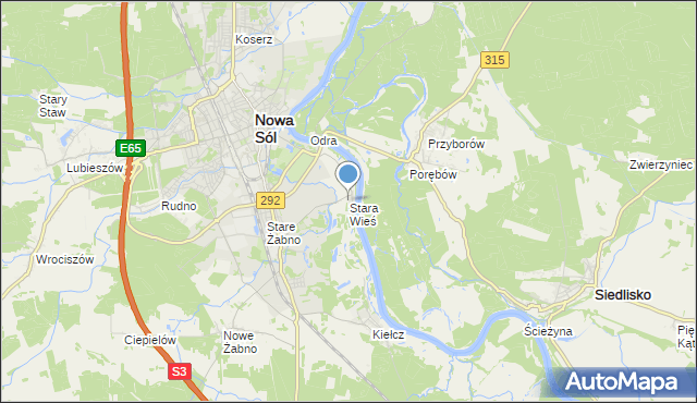 mapa Stara Wieś, Stara Wieś gmina Nowa Sól na mapie Targeo